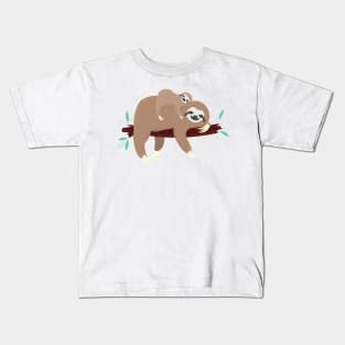 Sloth mom with baby Kids T-Shirt